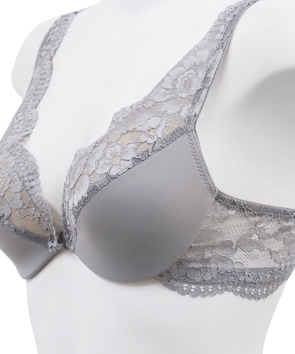 Cafe デコルテレースモールドカップブラジャー/ Grey