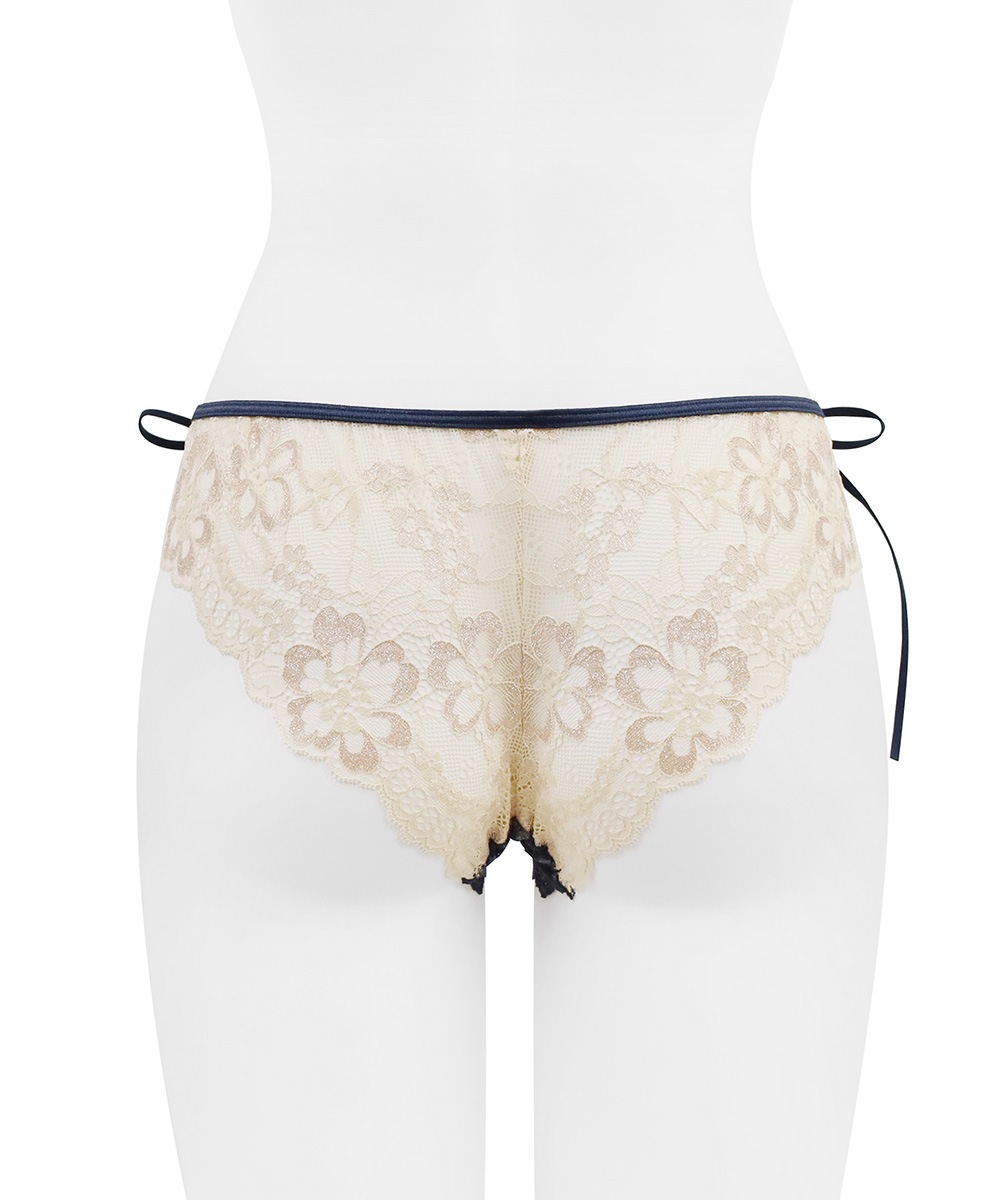 Waltz サイドリボンレースショーツ / Navy