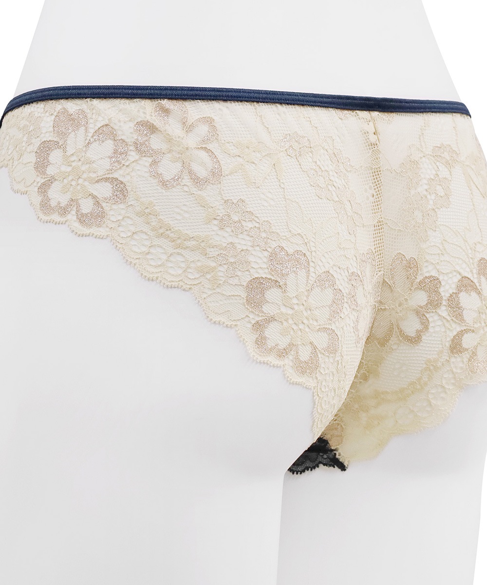Waltz サイドリボンレースショーツ / Navy