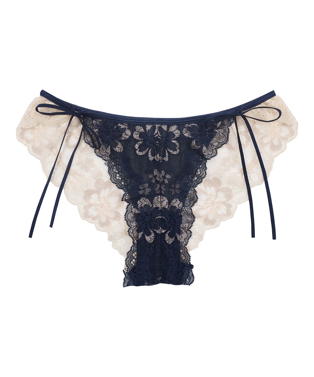 Waltz サイドリボンレースショーツ / Navy