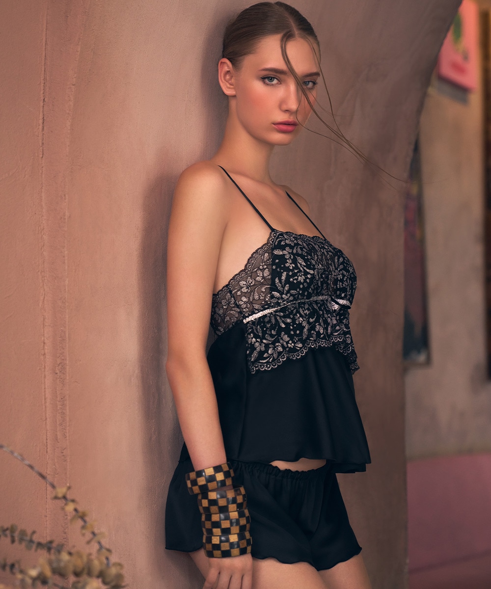 Silver Touch レースコンビショートパンツセットアップ / Black