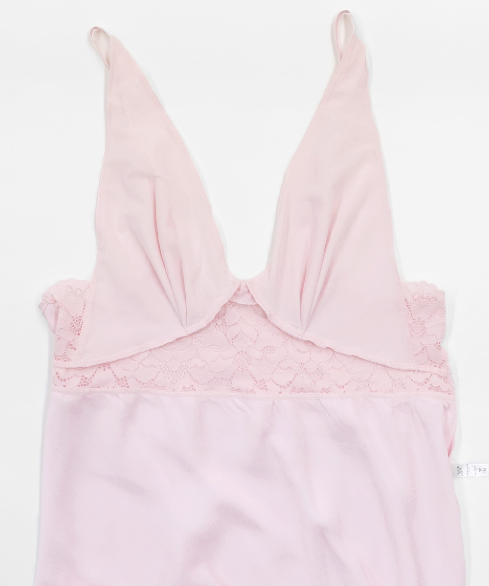 Rosy レースコンビロングドレス