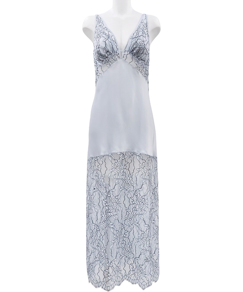 Luxurious レース切り替えロングドレス / Blue