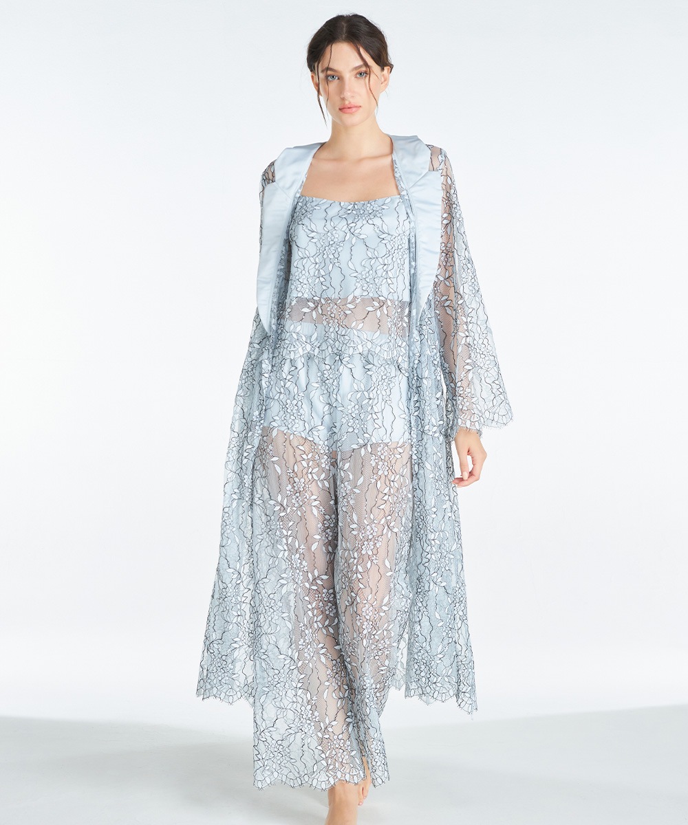 Luxurious 総レースロングパンツセットアップ / Blue