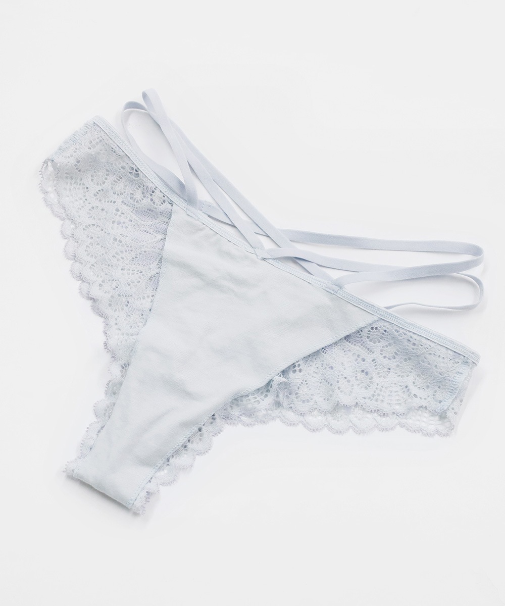 Luxurious ストリングデザインブラジリアンショーツ / Blue