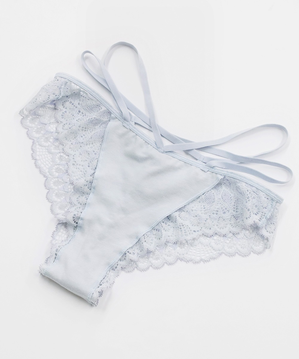 Luxurious ストリングデザインレースショーツ / Blue