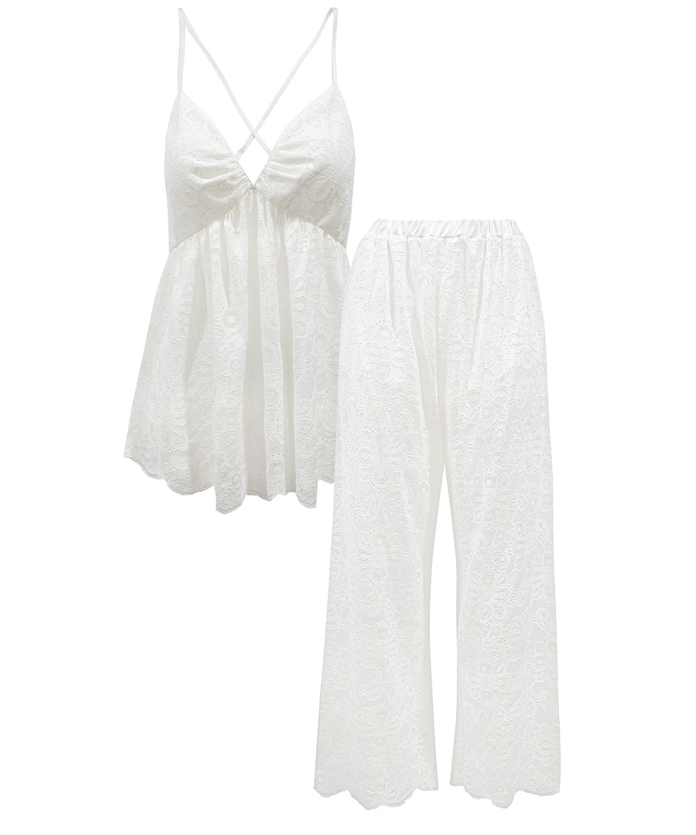 Daphne レースロングパンツセットアップ / Off White