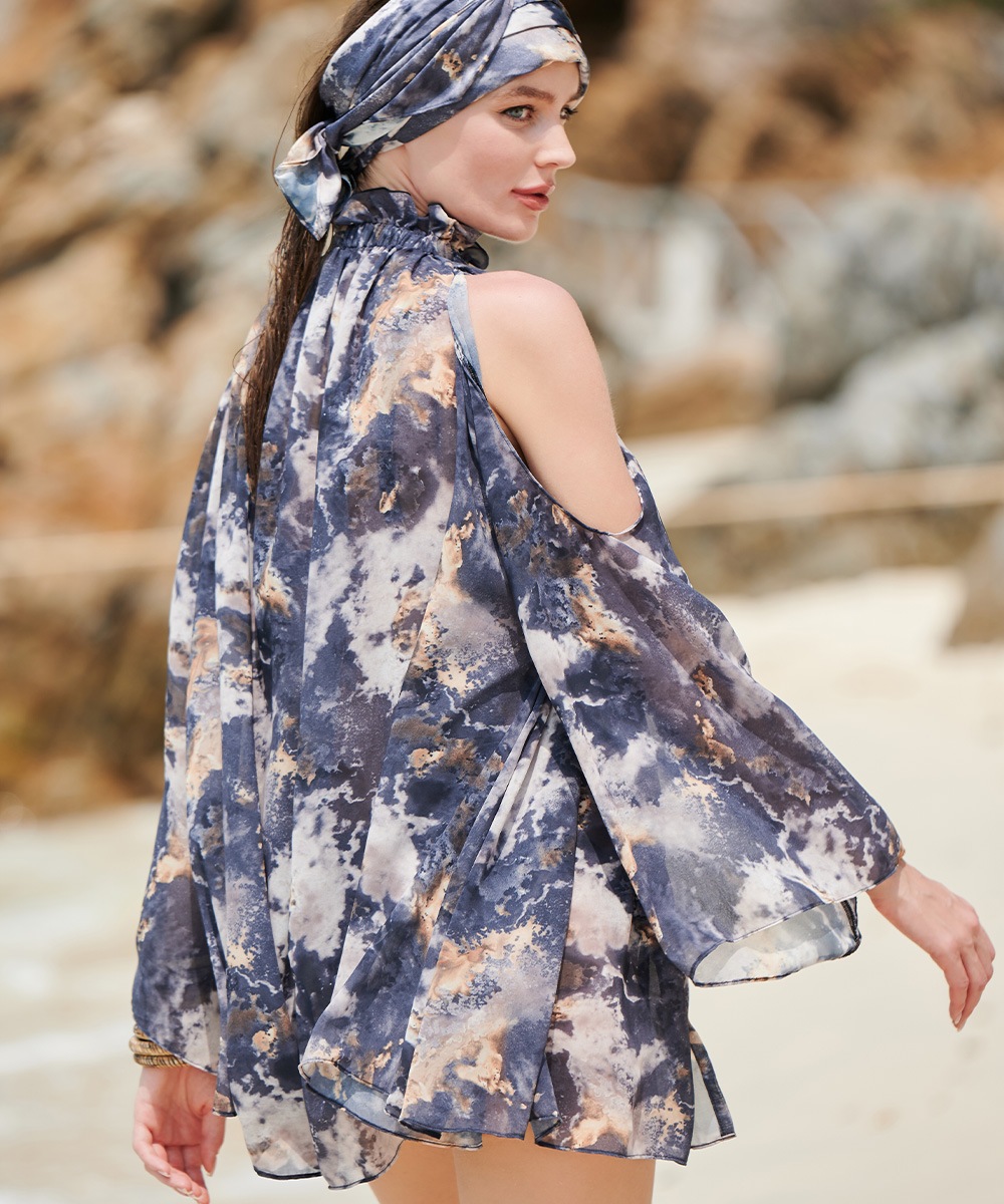 Joy マーブルプリントリゾートトップス