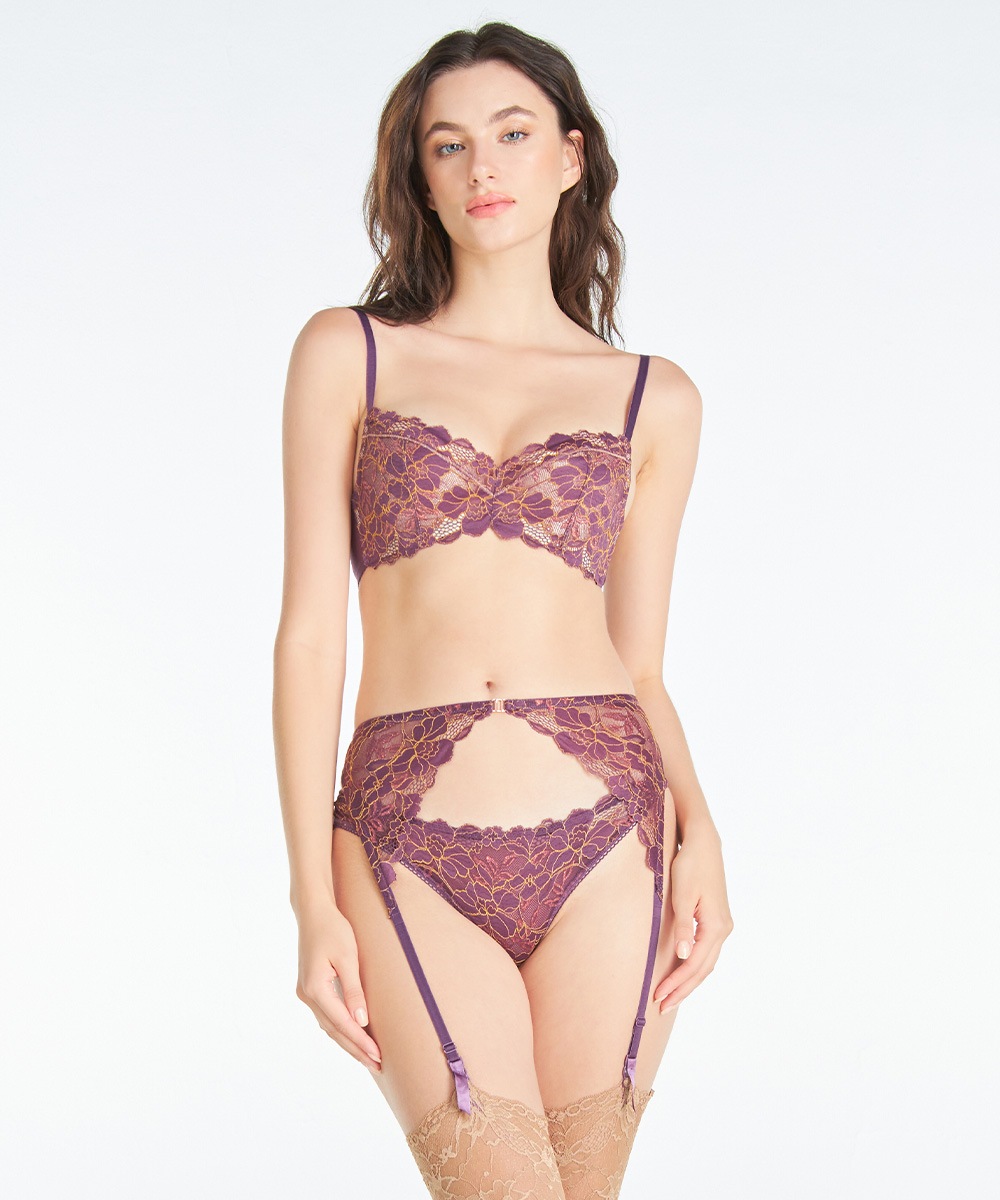 Flourish レースガーターベルト / Purple