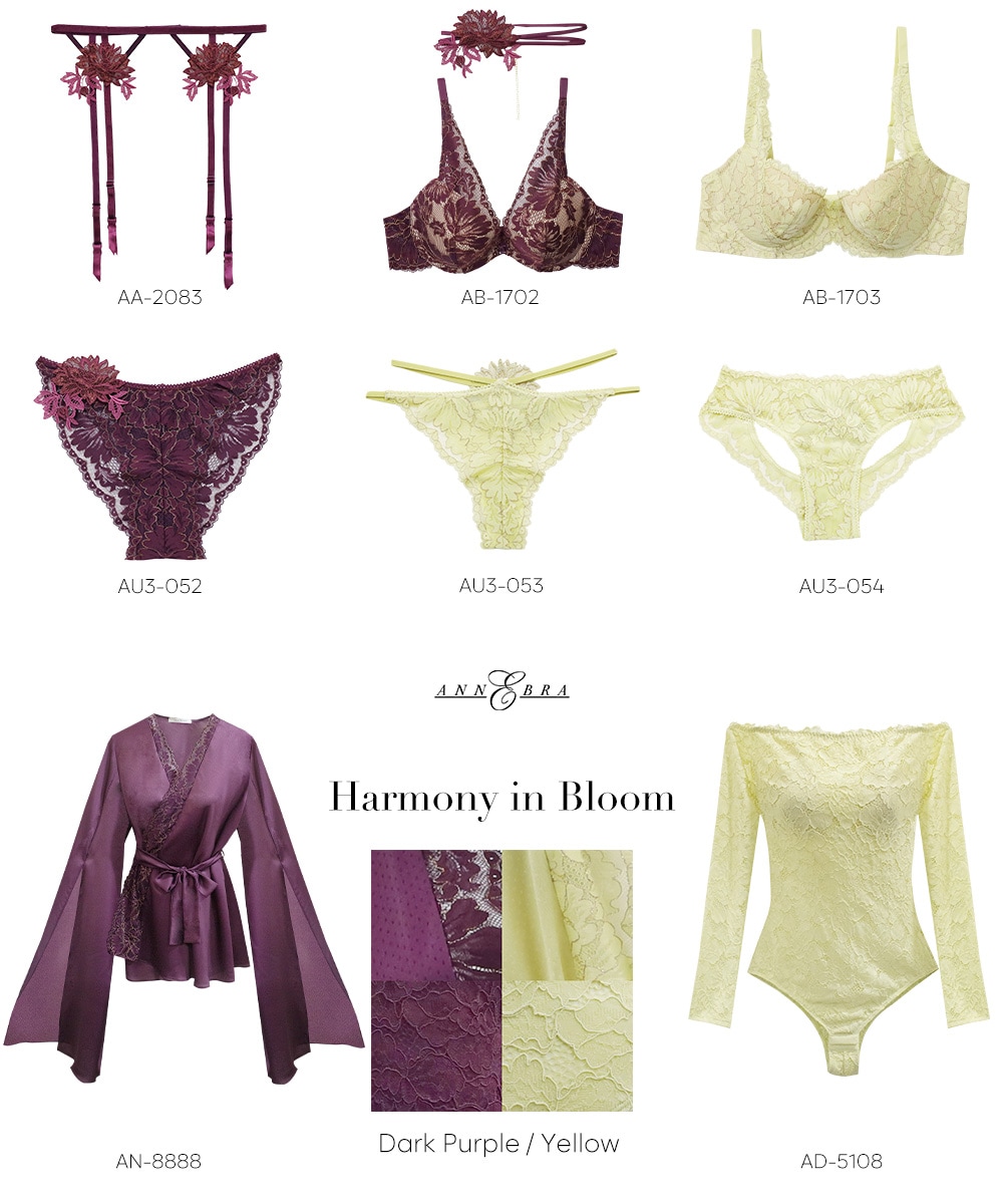 Harmony in Bloom チョーカー付きデコルテレースモールドカップブラジャー / Dark Purple