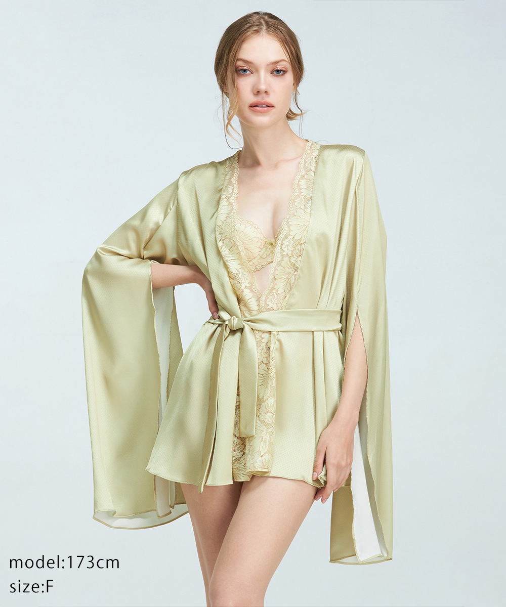 Harmony in Bloom レースコンビスリットスリーブガウン / Yellow