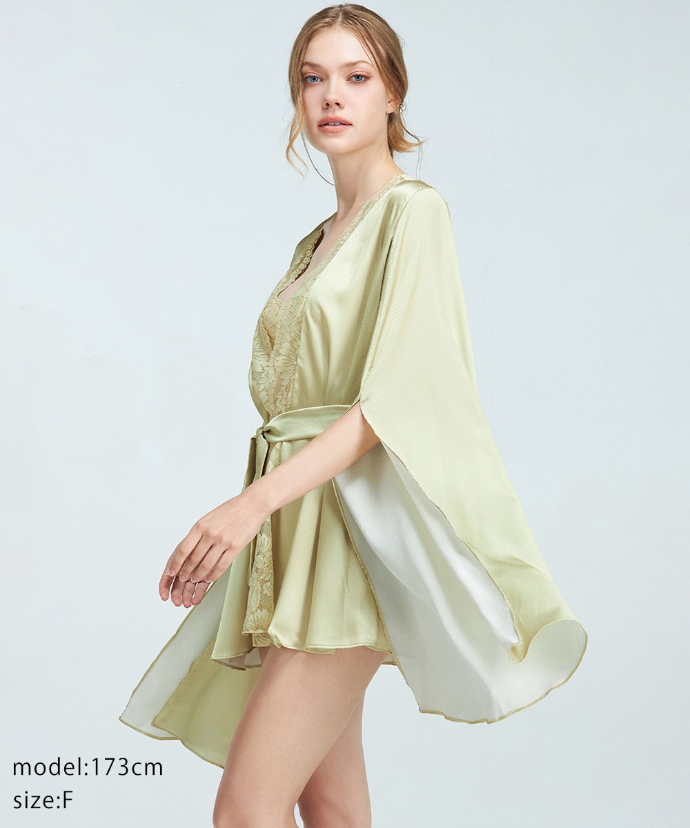 Harmony in Bloom レースコンビスリットスリーブガウン / Yellow