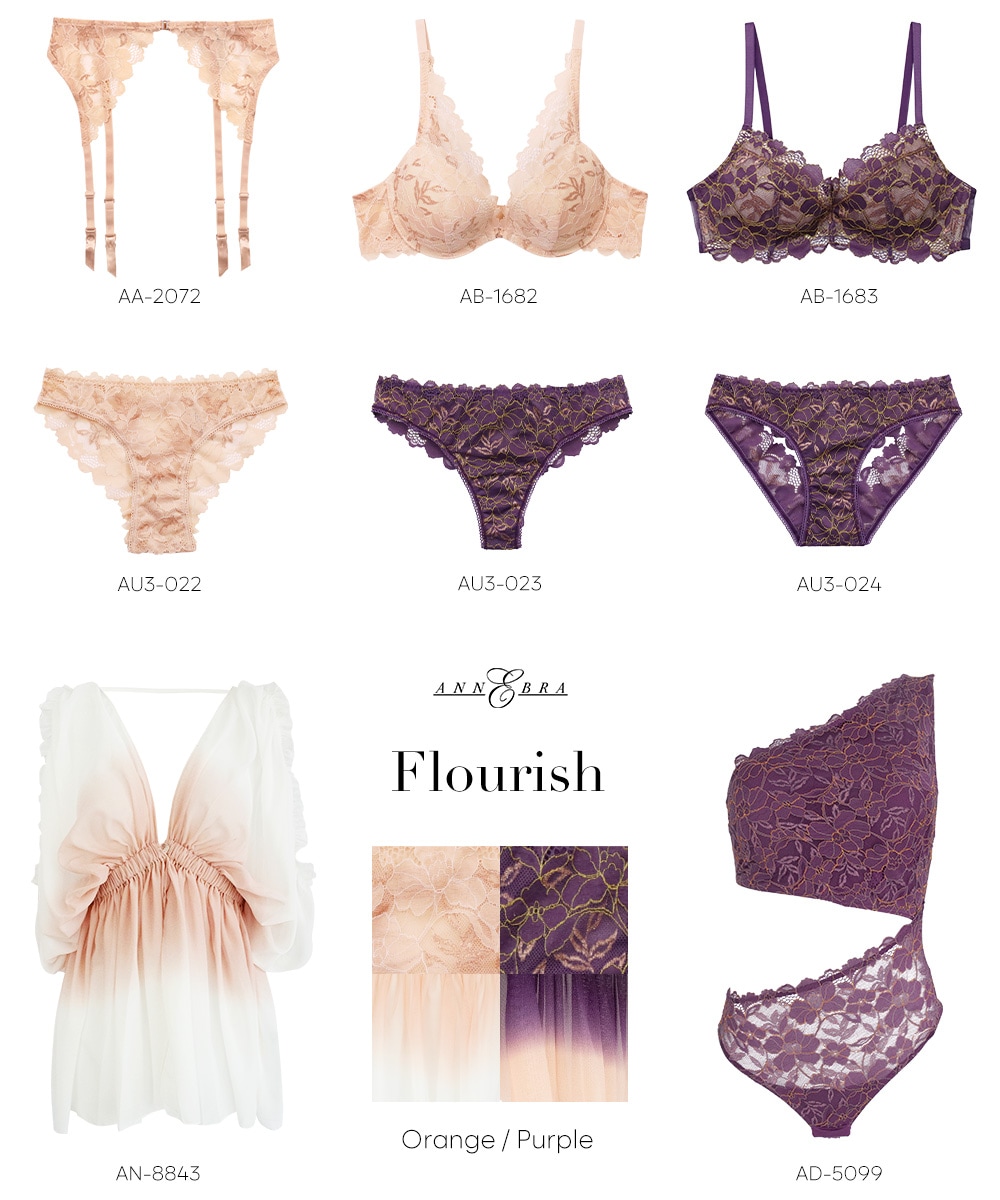 Flourish デコルテレースモールドカップブラジャー / Purple