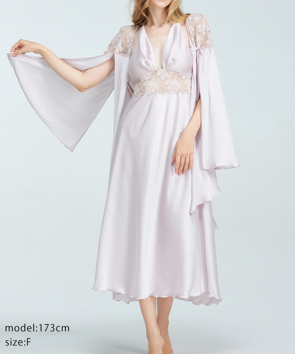 Whispers レースコンビスリットスリーブガウン