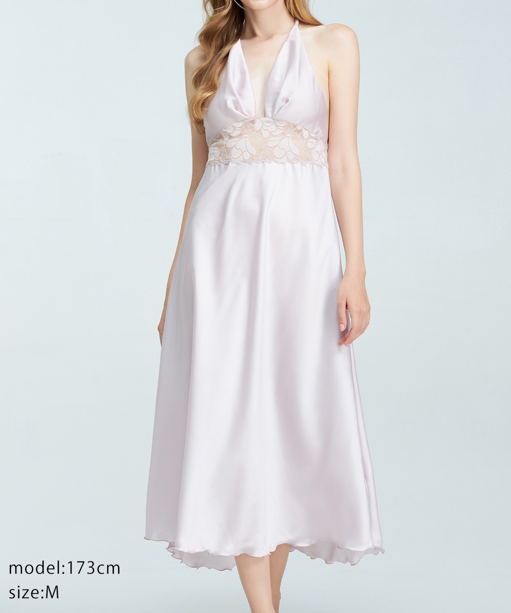 Whispers レースコンビロングドレス