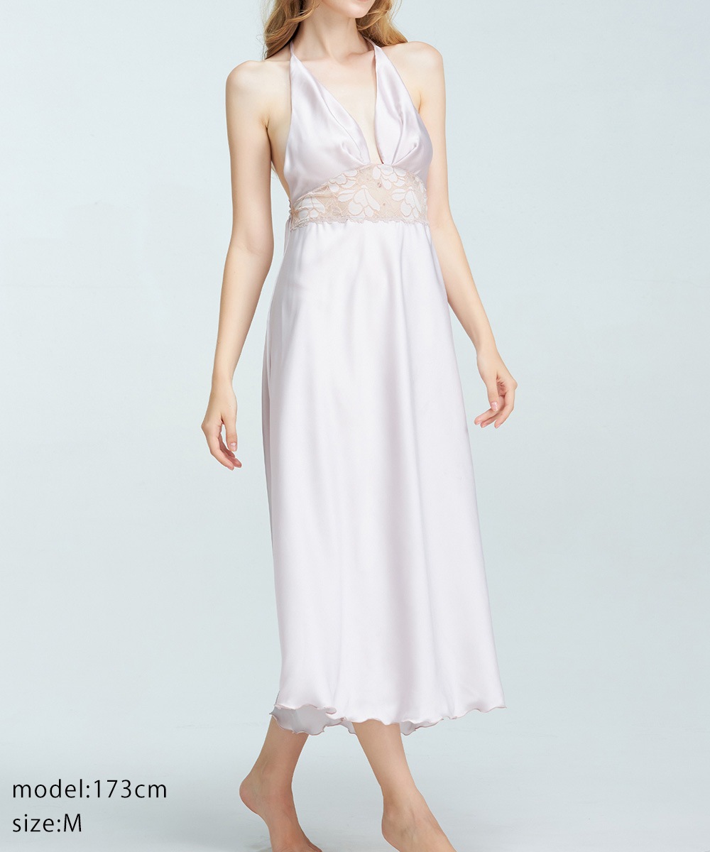 Whispers レースコンビロングドレス