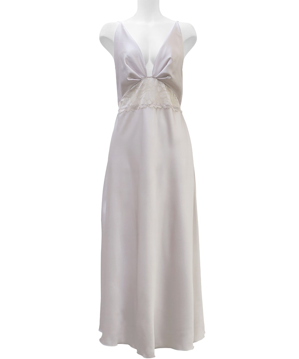 Whispers レースコンビロングドレス