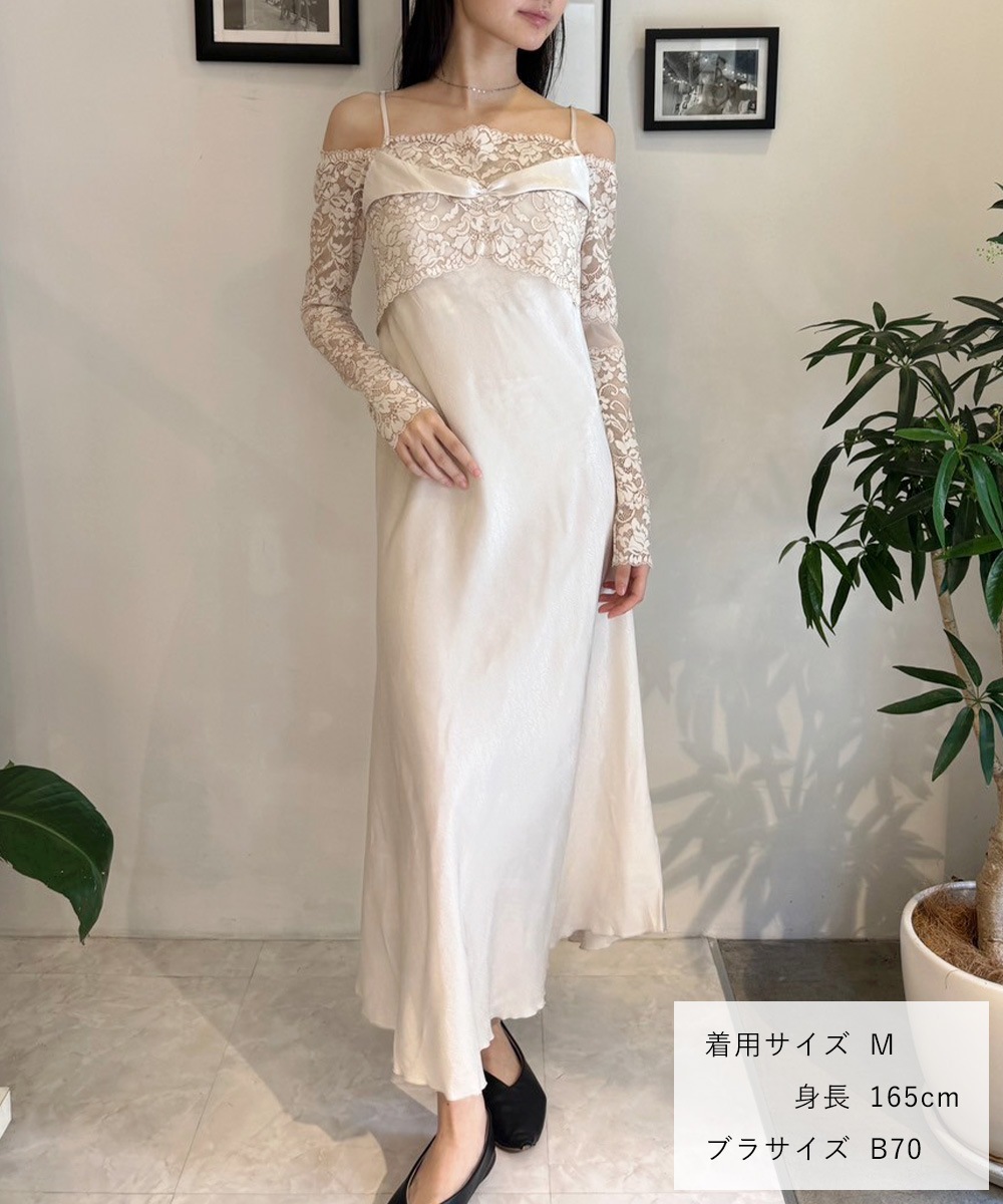 Playful レースコンビロングドレス