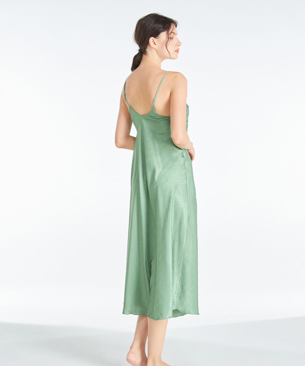 Playful レースコンビロングドレス