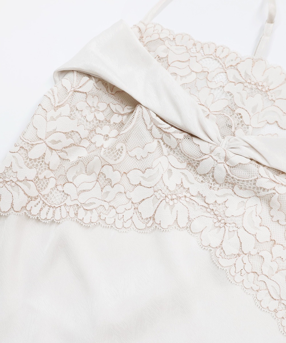 Playful レースコンビロングドレス