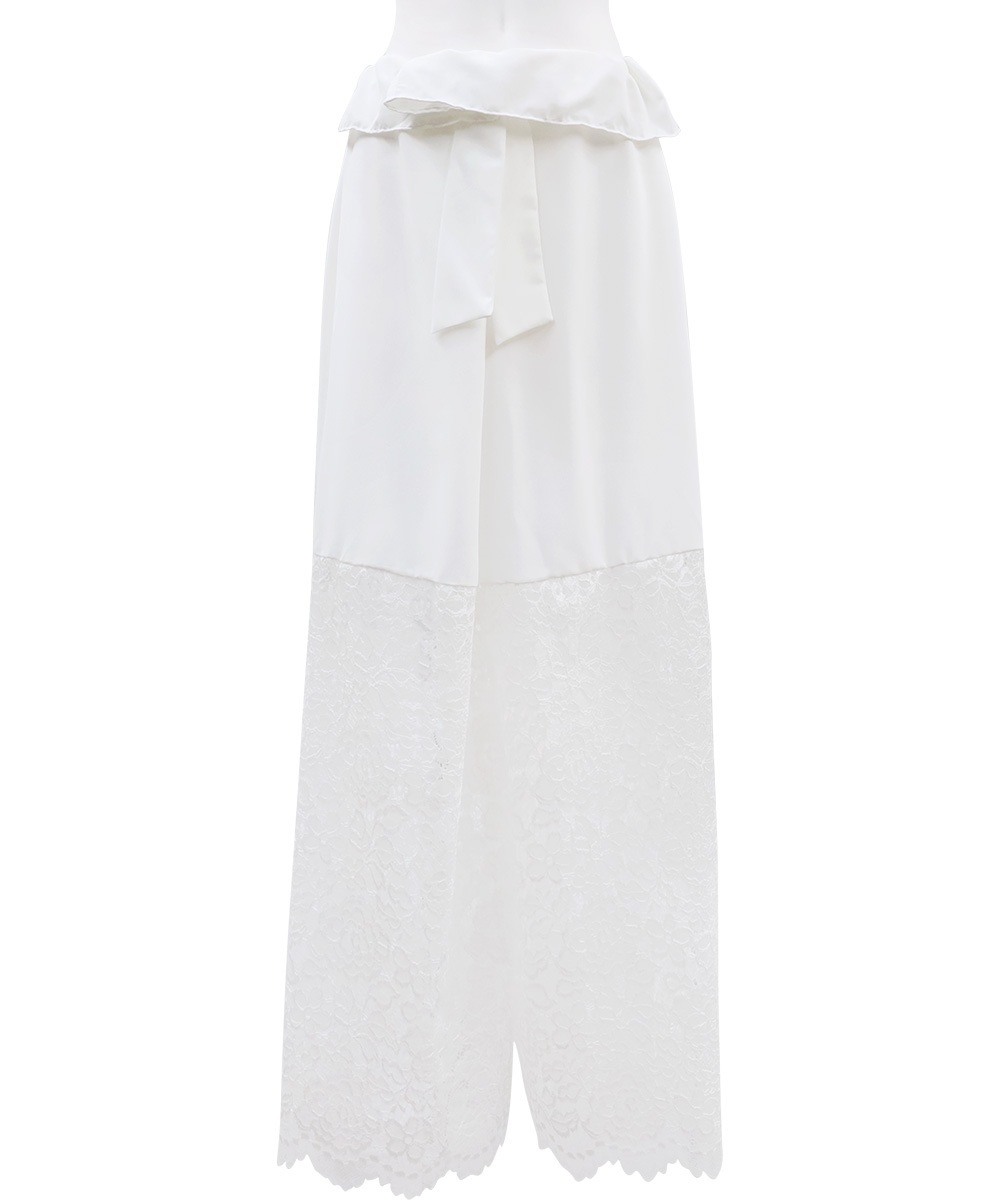 レース切り替えリゾートパンツ / Off White