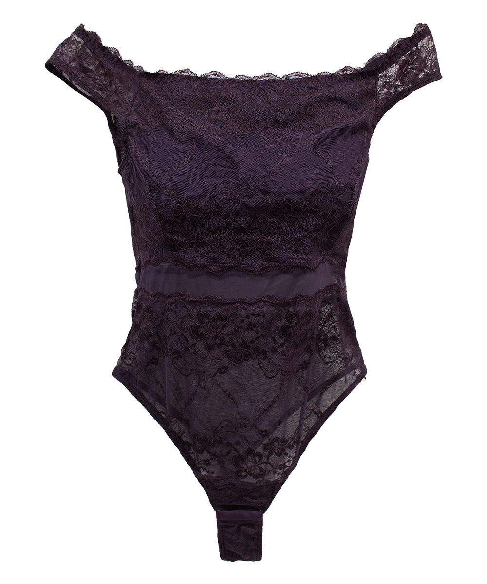Signal オフショルレースボディスーツ,テディ / Purple