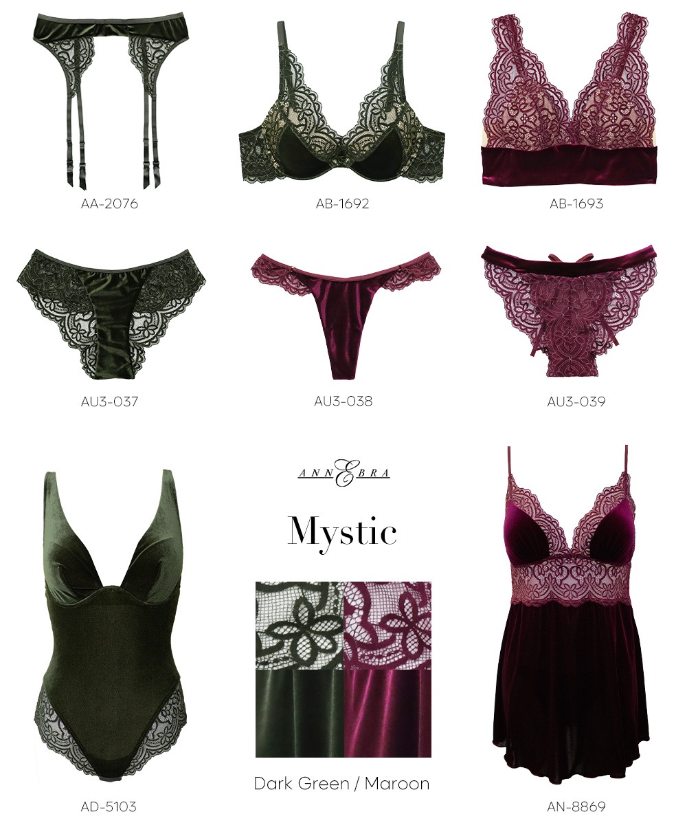 Mystic ベロア×レースモールドカップブラジャー / Maroon