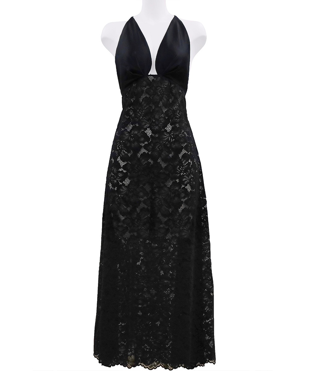 Melodie レースコンビロングドレス