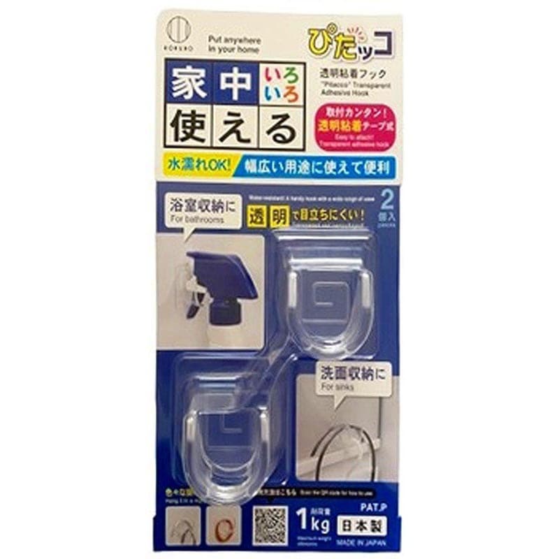 ぴたッコ　透明粘着フック　マルチ２個入