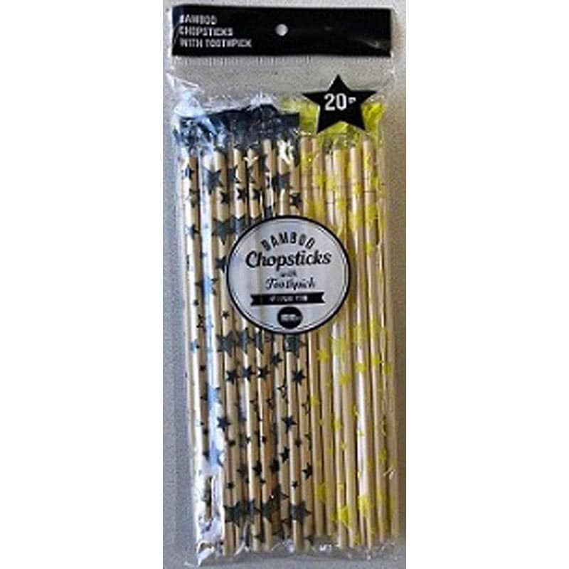 ポリ完封　楊枝付竹箸２０Ｐ　星