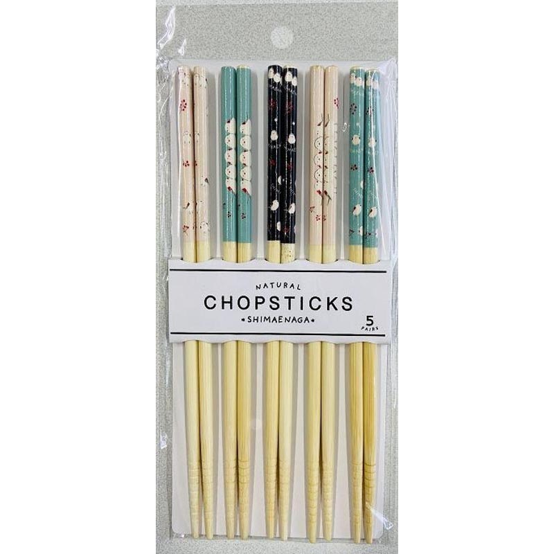 竹塗箸５Ｐ　シマエナガ