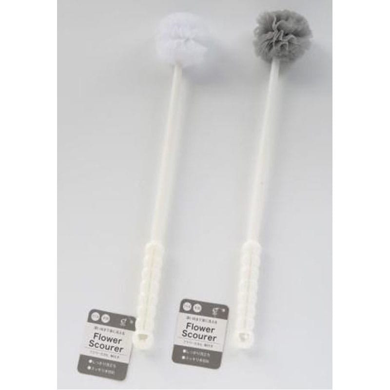 フラワーたわし柄付き WH・GY