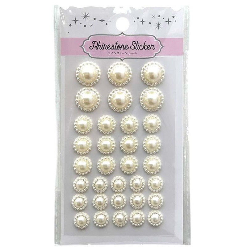 ラインストーンシール デザイン パール 白