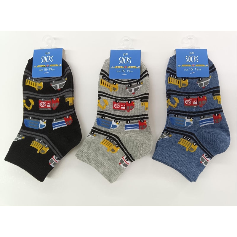 子供靴下１５－１９　はたらく車総柄