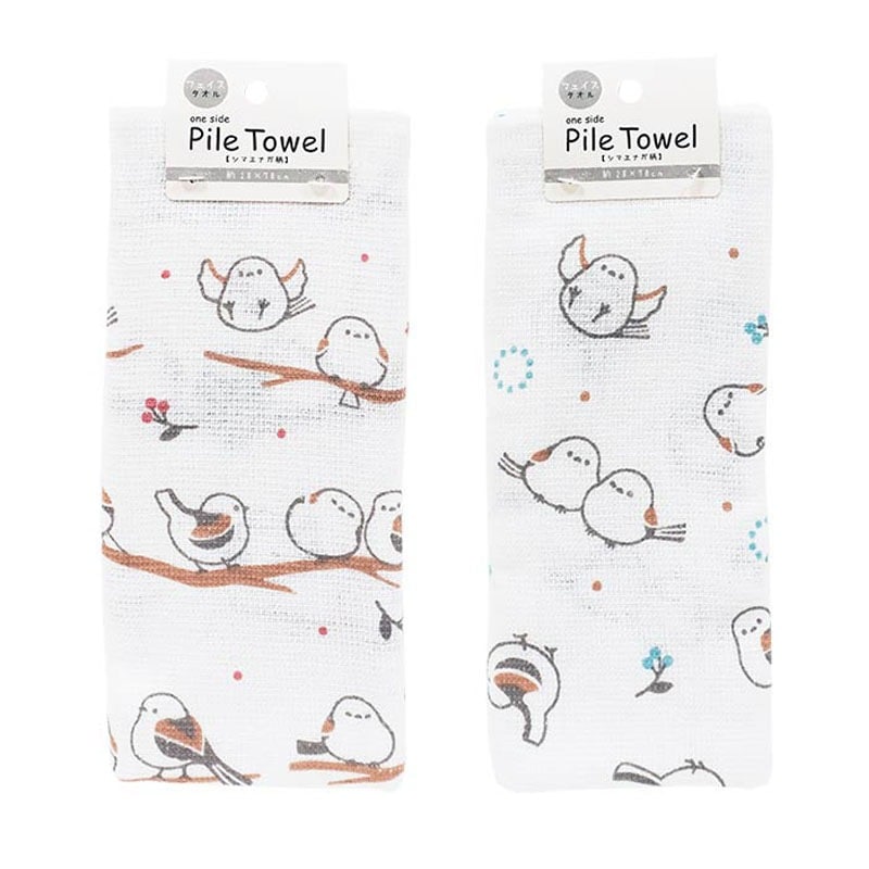 片面パイルフェイスタオル　シマエナガ