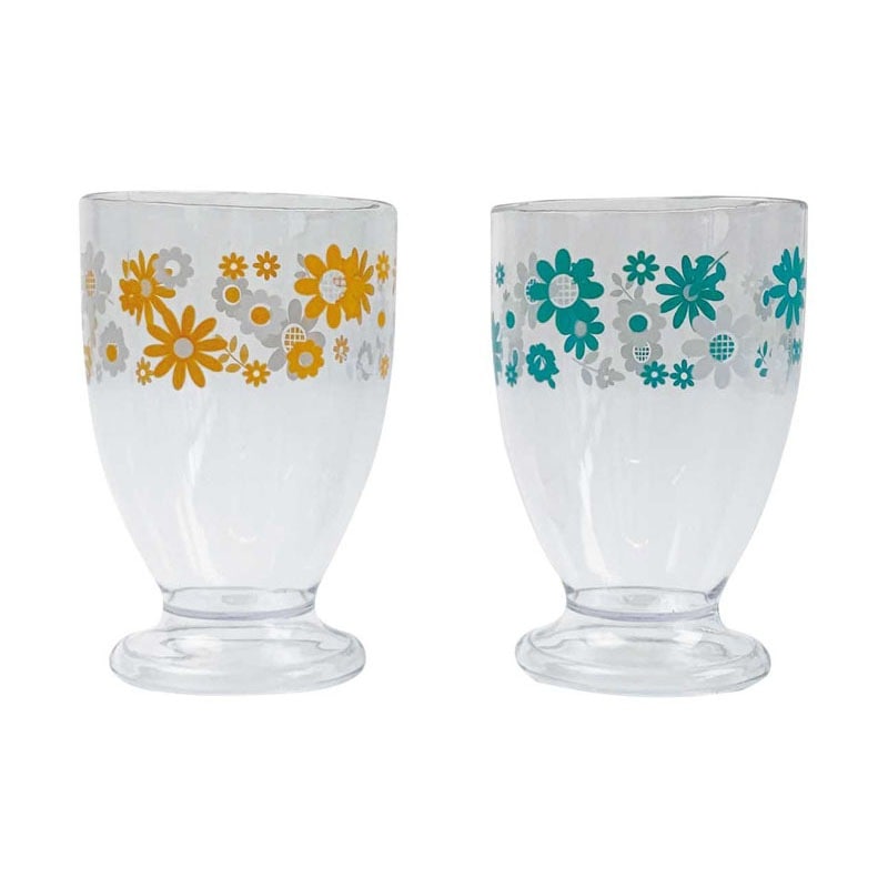 足つきクリアカップ１Ｐ　フラワーパターン