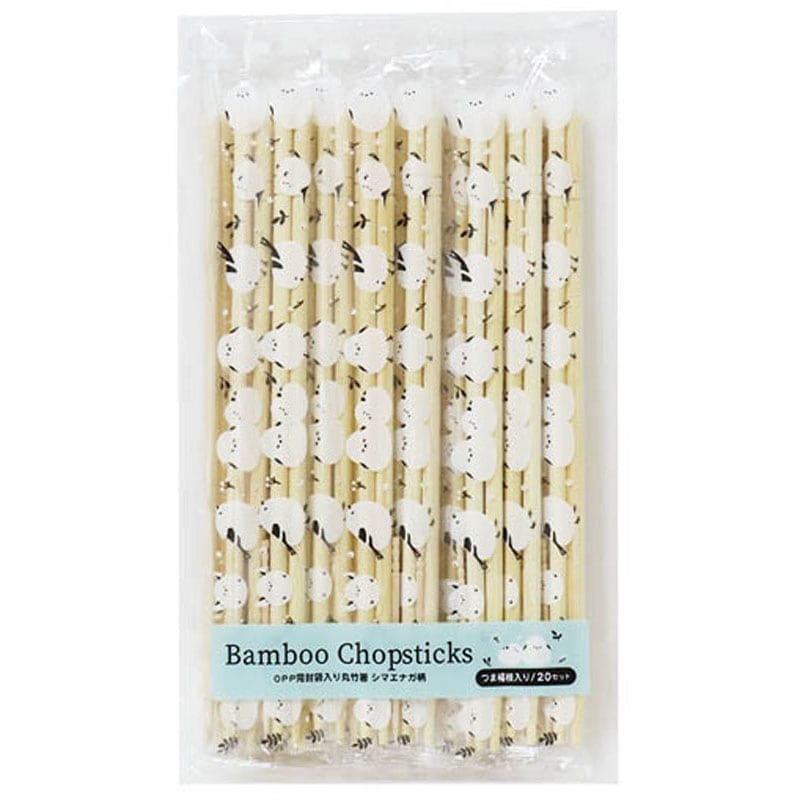 OPP完封袋入り丸竹箸 シマエナガ柄20膳