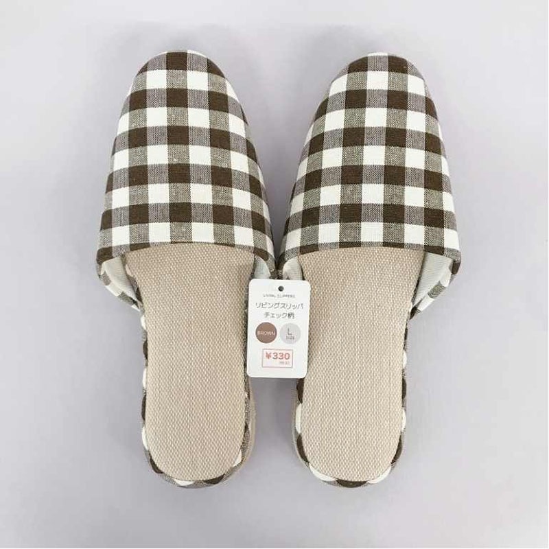 リビングスリッパチェックBR L