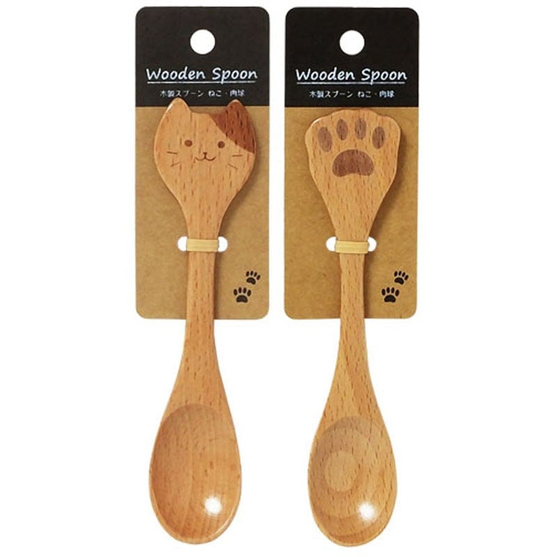 カナヘイの小動物スープボウル木製スプーン2本セット 廃盤品 木製スプーン ねこ・肉球【公式】≪1個からお届け≫Can☆Do
