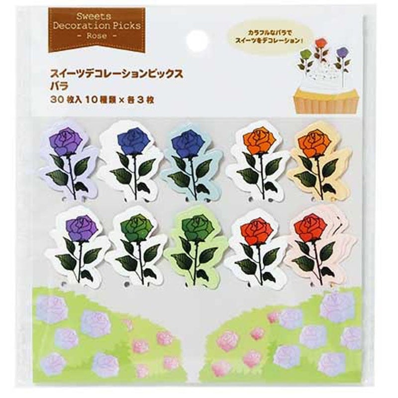 スイーツデコレーションピックス　バラ　３０枚
