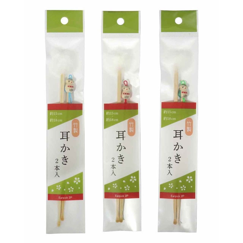 竹製耳かき　こけし・梵天　２Ｐ