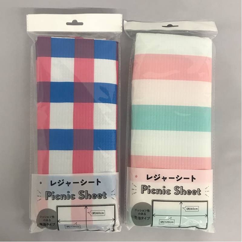発泡レジャーシート チェックストライプ