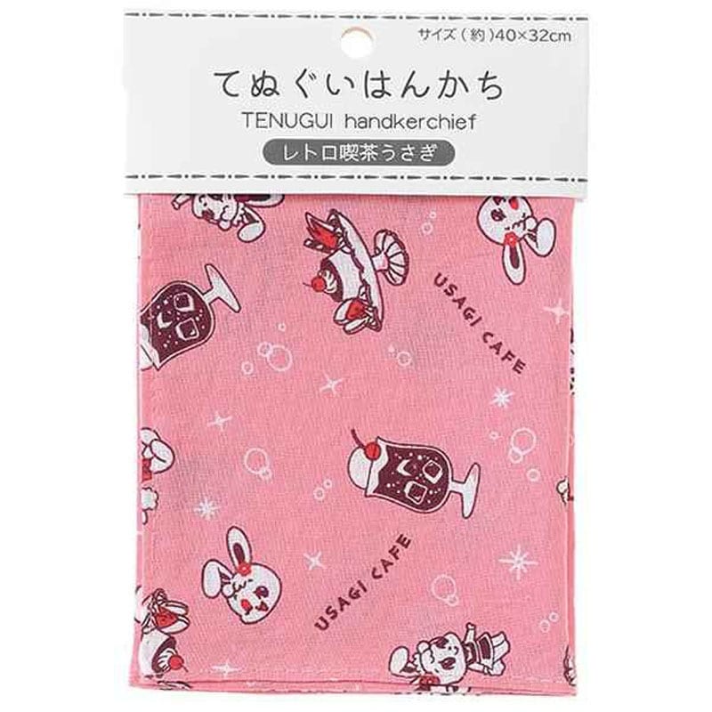 手拭いハンカチ　レトロ喫茶うさぎ