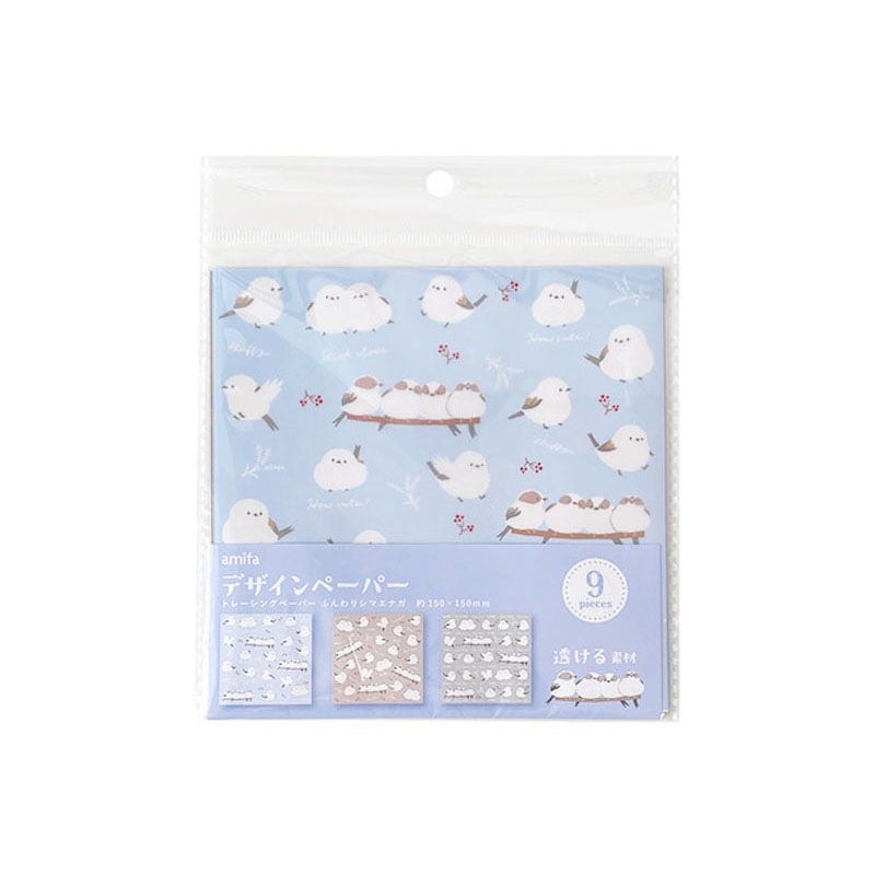 デザインペーパー９Ｐ　ふんわりシマエナガ