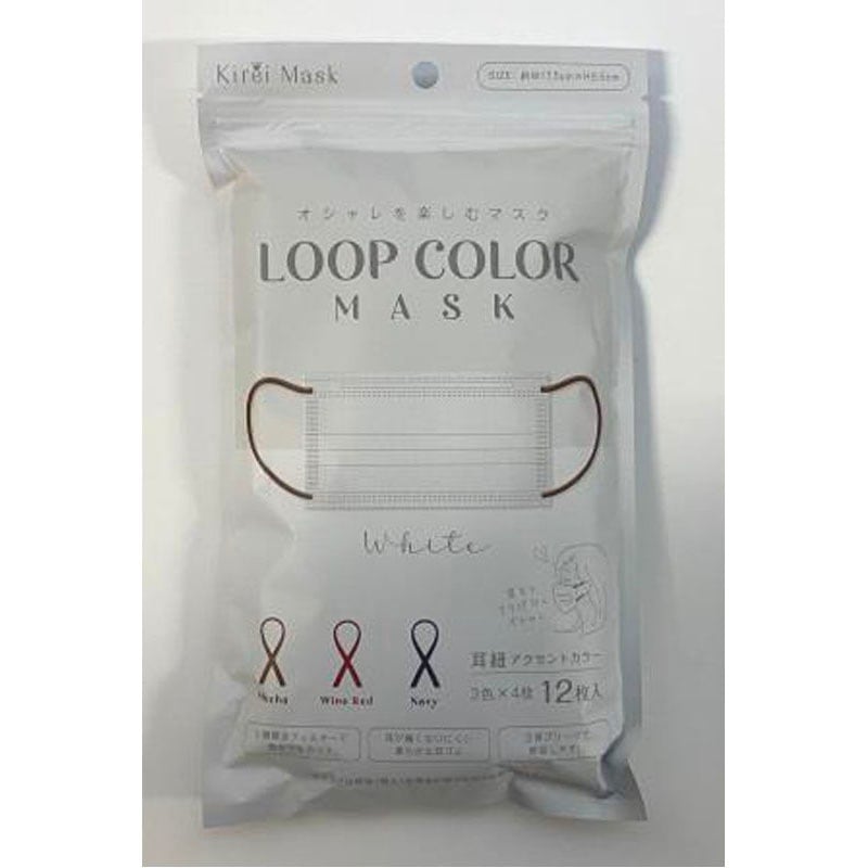 不織布ループカラーマスク　１２枚入　ＷＨ