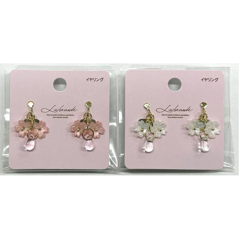 しずく桜イヤリング