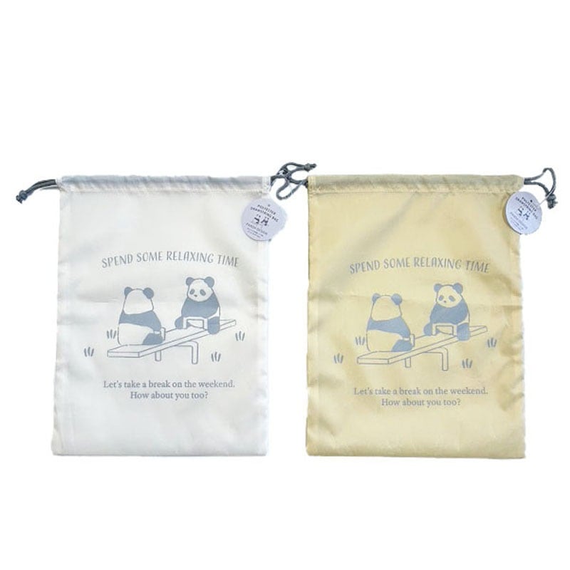 ポリエステル巾着袋　パンダ柄