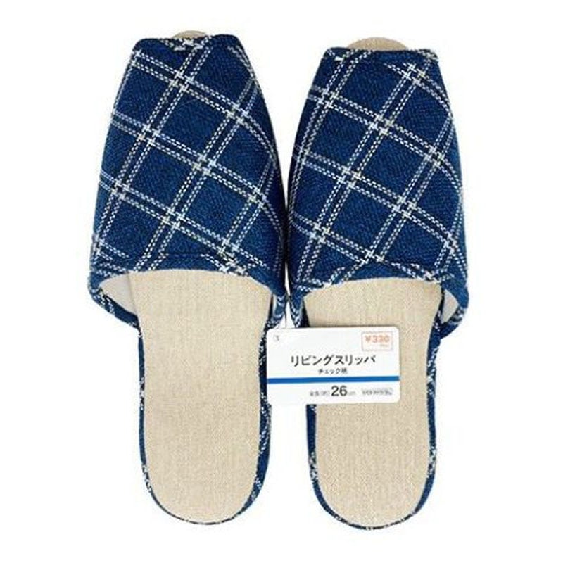 リビングスリッパ チェックBL