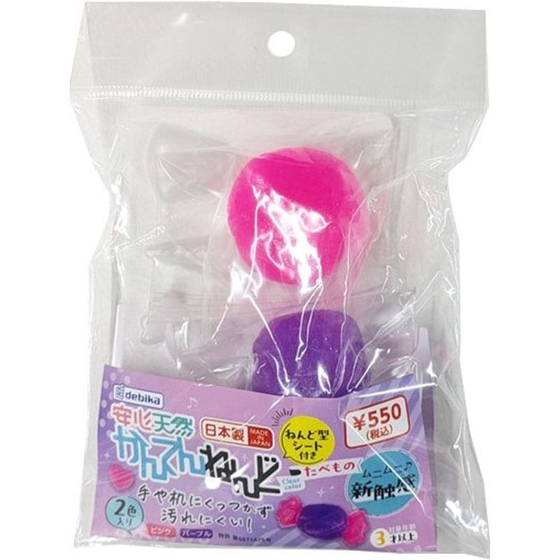 かんてんねんど　たべもの　桃・紫