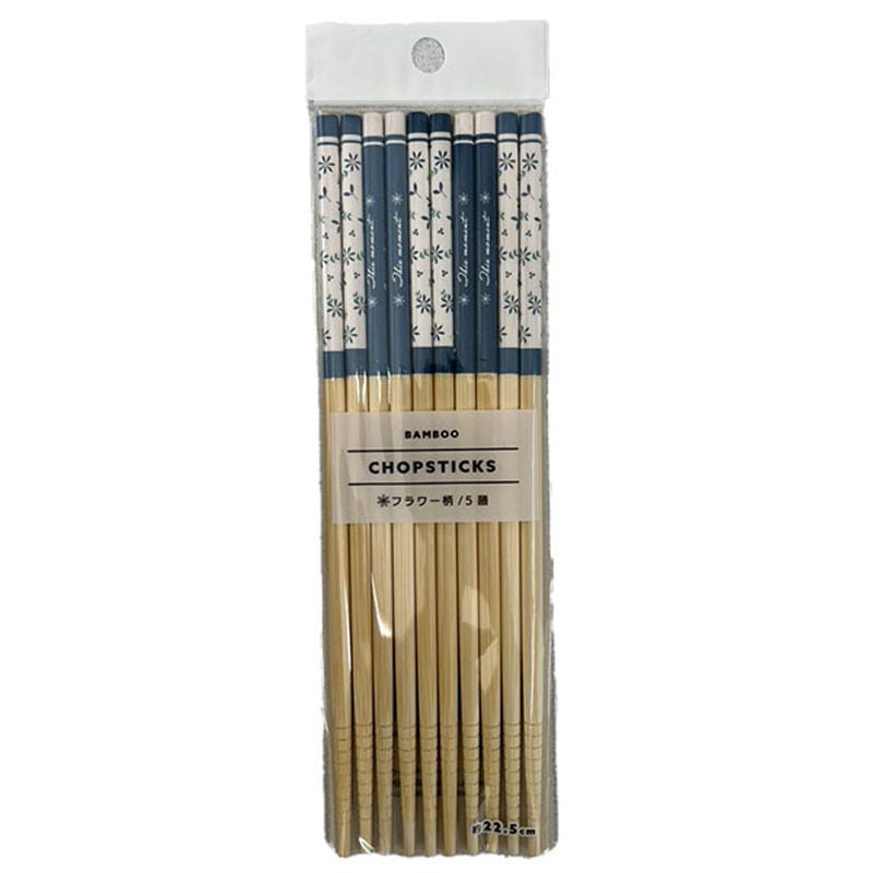 白竹箸　フラワー柄　５膳